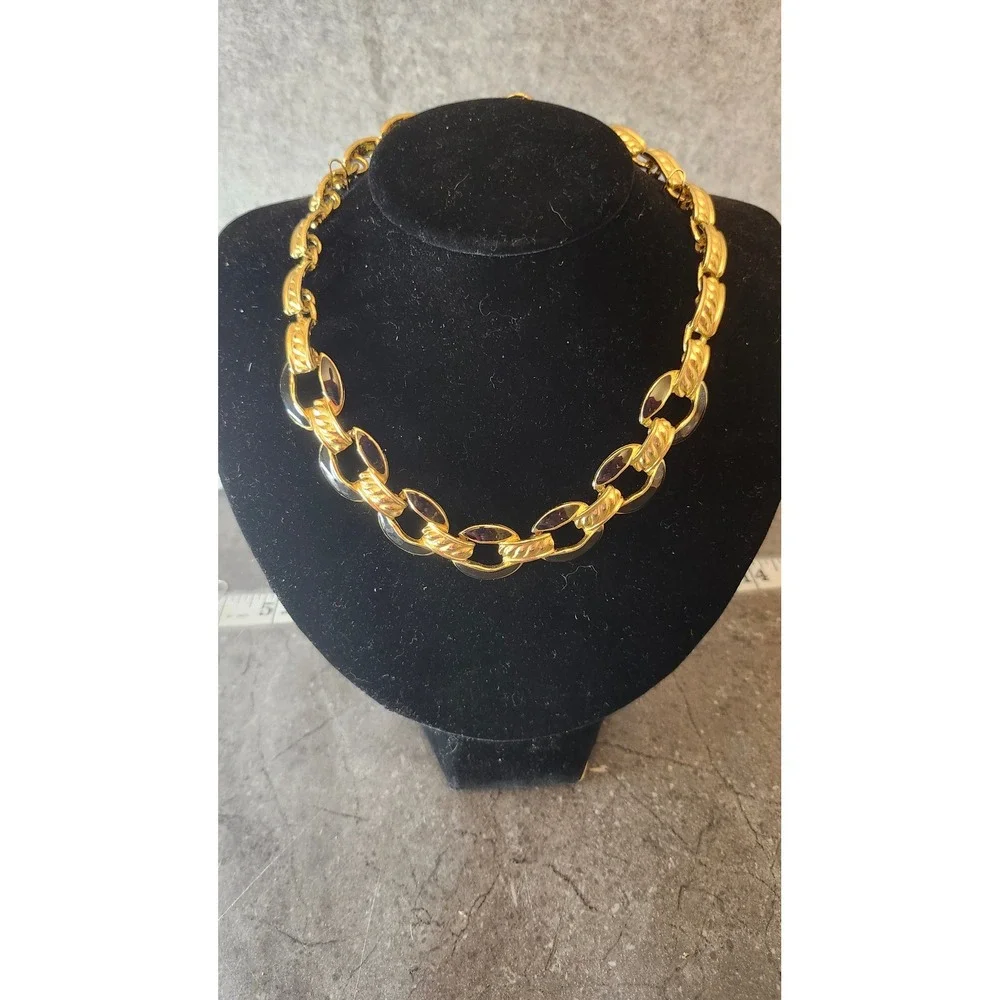 Gorgeous Gold Plated Womens Textured Statement Choker‎ Necklace